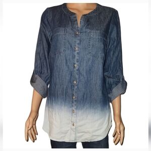 J Jill women's long Sleeves Relaxed denim button Down shirt size M